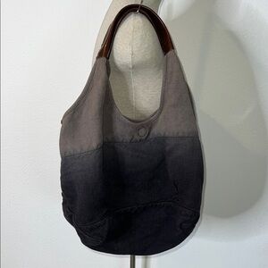 49 Square Miles Ombré Canvas Tote Hobo Bag with Leather Trim